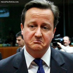 Sad David Cameron in snow