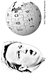 Bouncy Wikipedia logo in David Cameron’s face