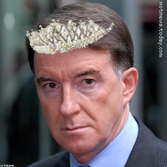 Lord Mandelson in a fetching pearl tiara