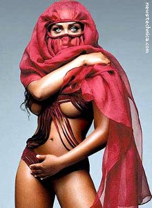 Lil’ Kim in a burqa and bikini