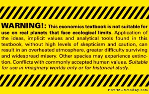 Economics textbook warning sticker