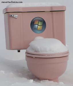 Sad Windows toilet in snow