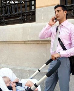 Businessman with stroller